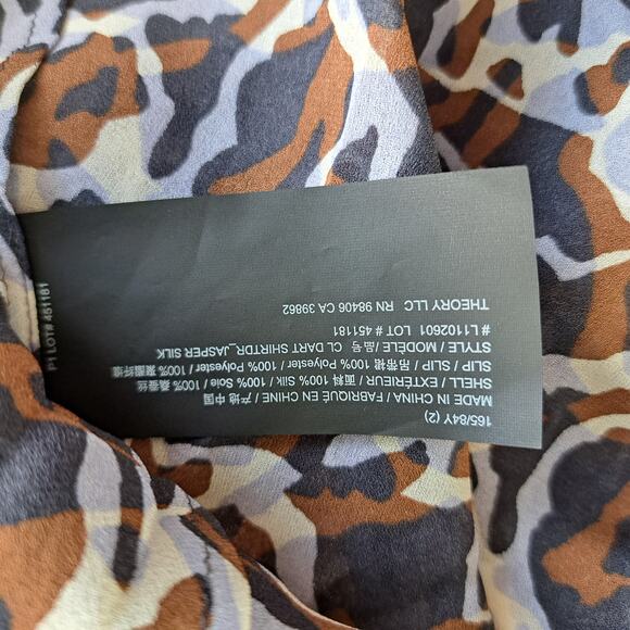 THEORY Jasper Silk Midi Shirt Dress Size 2 A-line Business Casual Short Sleeve - Picture 3 of 13